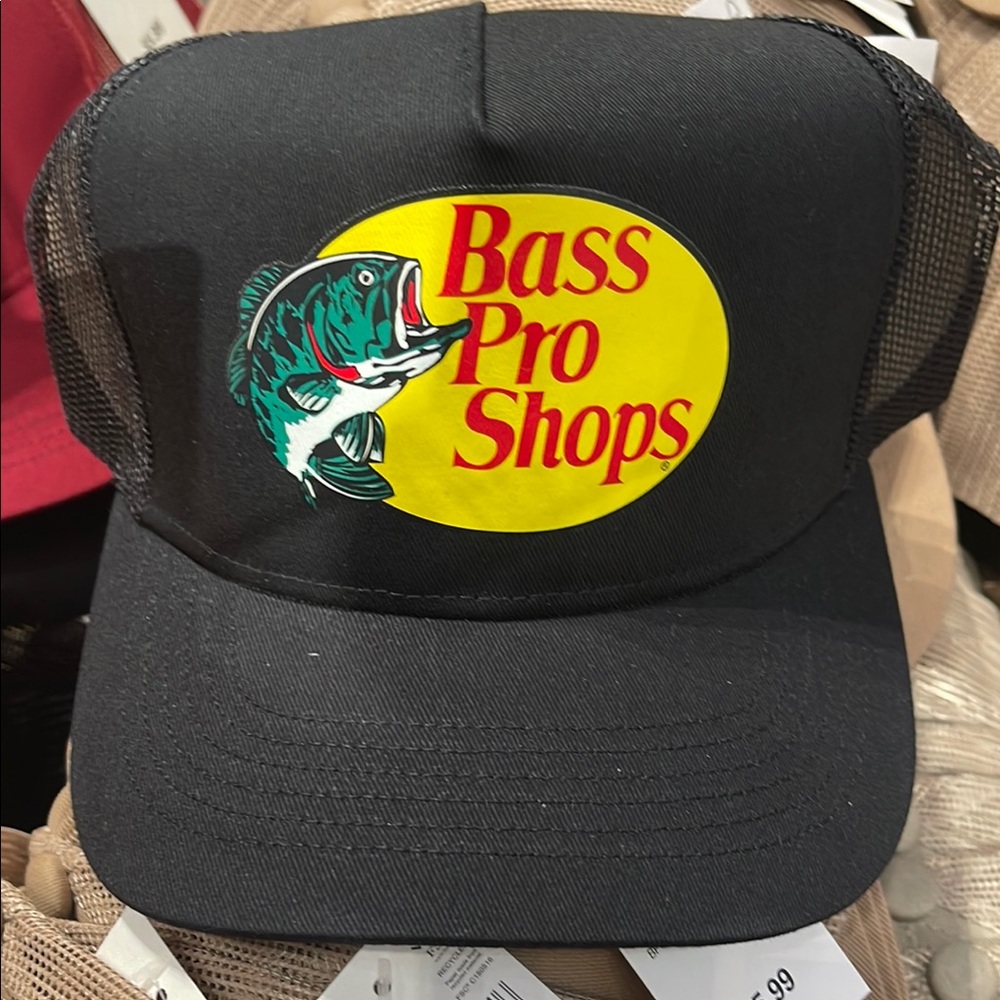 Bass Pro Shops Black and Yellow Fish Logo Hat